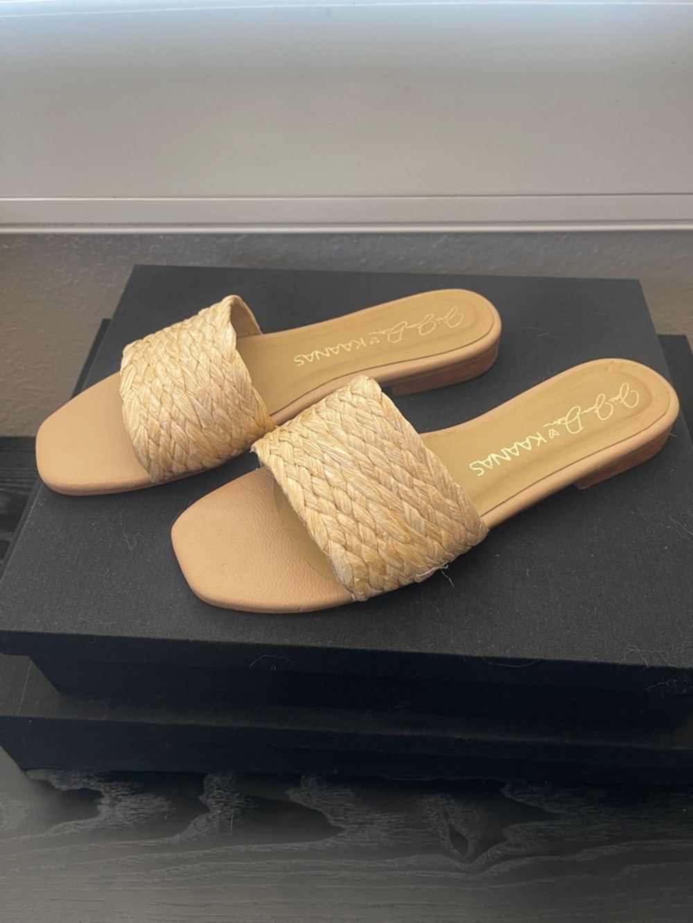 Kaanas Jesse James Decker Natural Braided Slide Sandals - Neutral size 9